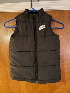 Nike Black Quilted Puffer Vest with White Swoosh